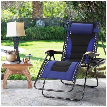 Imagem de Cadeira Reclinável Ajustável Gravidade Zero com Apoio de Cabeça e Porta Copos, MAISON ARTS, Azul