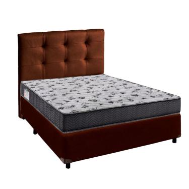 Imagem de Cama + Box Marrom E Colchão Ortobom D33 Casal - Iso100 + Cabeceira