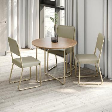 Imagem de Conjunto 2 Cadeiras De Jantar Next Tecido Courino Bege Saara Estrutura Preta