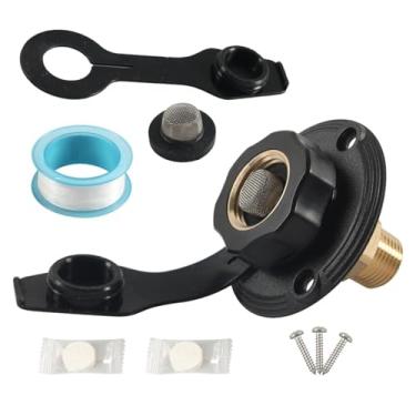 Imagem de Kit de entrada de água RV City 1/5.1 cm NPT macho e conector de flange de rosca fêmea de 3/10.2 cm GHT com válvula de retenção evita refluxo