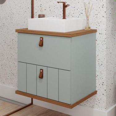 Imagem de Armário de Banheiro Milano 80cm 1 Porta e 1 Gaveta 100% Mdf Pistache/F