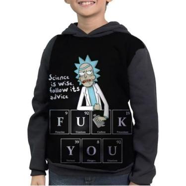 Imagem de Casaco Moletom Infantil Rick And Morty Sanchez Fuck You - smoke, Preto