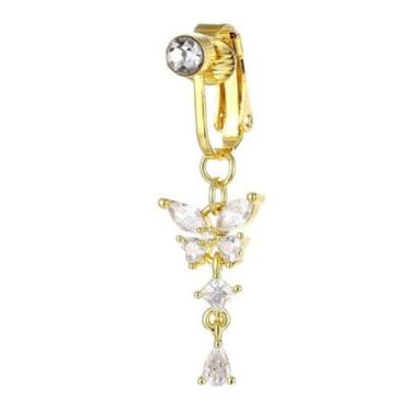 Imagem de Piercing de Umbigo  Pressão com Pedra Strass Decorativa - wb, Dourado