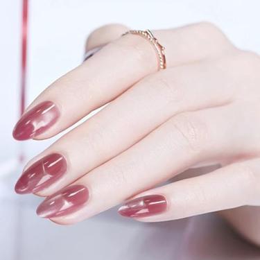 Imagem de Conjunto de unhas de olho de gato magnéticas reutilizáveis com ondulação de água brilhante e macia em forma de T de caixão de amêndoa para manicure DIY em casa