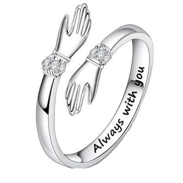 Imagem de Anéis Love Hug com abertura ajustável para mulheres, acessórios redimensionáveis da moda, adjustable, Latão, Sem pedra preciosa