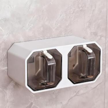 Imagem de Organizador de especiarias montado na parede sem broca, 7 x 16,5 x 8 cm, 0,2 kg - Armazenamento de cozinha hermético, transparente e econômico de espaço para especiarias e temperos (cinza)