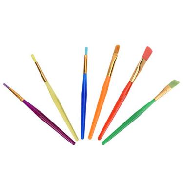 Imagem de Canetas profissionais para colorir para decoração de bolos com pontas de pincel de nylon, design de cabo de plástico para assar, conjunto de 6 peças