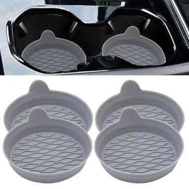 Imagem de Conjunto de 4 porta-copos de silicone cinza – Suportes universais antiderrapantes para carro, caminhão, acessórios interiores SUV