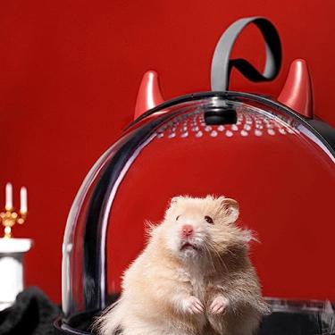 Imagem de Phefop Gaiola para Viagem de Hamster, Material PS, Alta Transmitância e Porta Giratória para Transporte de Animais de Estimação para Hamsters e Porquinhos-da-índia (Preto)