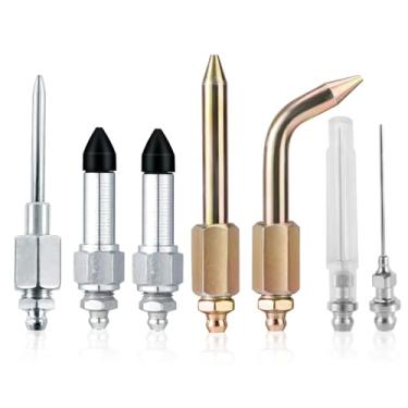 Imagem de 7unid Kit de Acessórios para Pistola Graxa, Inclui 2 Bicos Graxa, 2 Bicos Junta Borracha, Agulha com Ponta Curva e Reta, Dispensador Agulha, para Furos Profundos em Espaços Estreitos e Pequenos
