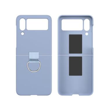 Imagem de Para Samsung Galaxy Z Flip 5 4 3 Capa macia com suporte de anel de silicone líquido Capa de telefone para Samsung Z Flip5 Capa traseira com suporte, LavenderBlueZH, Para Samsung Z Flip 5