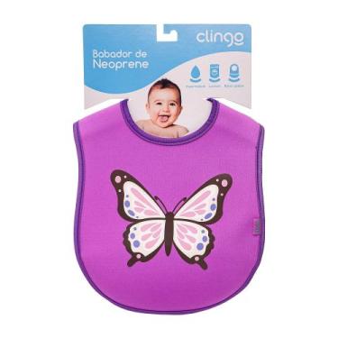 Imagem de Babador Infantil com Bolso Coletor Estampa Borboleta Clingo