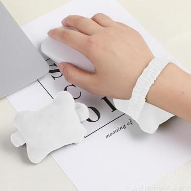 Imagem de Almofada pequena de pelúcia para descanso de pulso de flanela macia para jogos, trabalho, almofada de pulso confortável e fofa (branca)