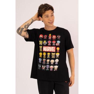 Imagem de Camiseta Marvel Personagens Chibi - Piticas, 12, Preto, Unissex
