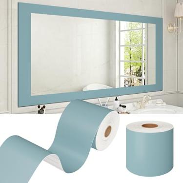 Imagem de WESTICK Papel de parede autoadesivo fosco cinza azul espesso 10 cm x 406 cm papel de parede com borda de descascar e colar