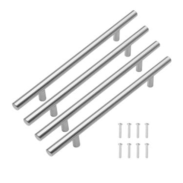 Imagem de SKYPRO Pacote com 4 puxadores de armário de aço inoxidável de 192 mm para gaveta central para armários de cozinha e banheiro, puxador geral de gaveta de 300 mm