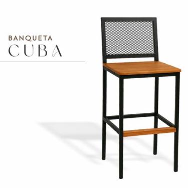 Imagem de Banqueta Cuba Preta Assento Madeira Demolição - Madeiled