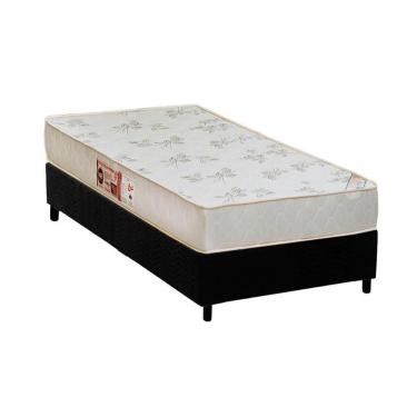 Imagem de Cama Box Solteiro: Colchão Espuma Castor D33 Sleep Max Relax + Base Crc Suede Black(88X188)