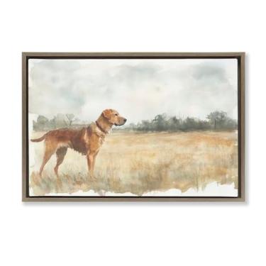 Imagem de Stupell Industries Retriever Dog in Open Field Black Framed Floater Canvas Wall Art, design by Petal Prints Design, 21 x 31