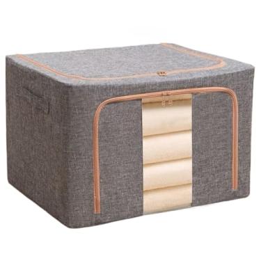 Imagem de Caixa Organizadora Dobrável 66L com Visor – Roupas, Toalhas, Brinquedos e Lençóis | Oxford com Alças(1,Cinza (SNX-B02))