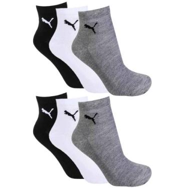 Imagem de Kit 6 Pares de Meia Puma Cano Médio Esportiva Feminino - Mescla, Mescl
