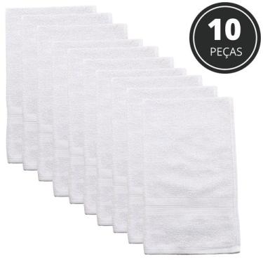 Imagem de KIT 10 TOALHAS ROSTO DALIA  BRUNS 40X70 cm, Branca