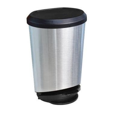 Imagem de Lixeira Com Pedal e Tampa 10 Litros  Multiuso Prata Label - Arqplast