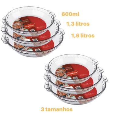 Imagem de Jogo 6 Formas Filetada 3 Tamanhos Refratário Vidro Marinex - Nadir Fig