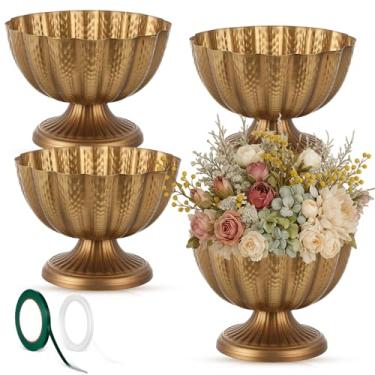 Imagem de Ninehaoou Tigela de compota de metal com 4 peças para centro de mesa, vaso de compota de 23 cm para ambientes internos e externos, plantas de frutas para decoração de Natal, casamento, festa em casa