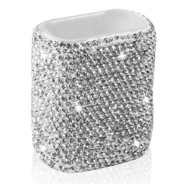 Imagem de MINGZAIQIPEI Caixa de armazenamento de carro de cristal brilhante organizador para mulheres, comporta protetor labial, batom, pequenos cosméticos essenciais (branco)