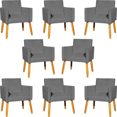 Imagem de Kit 8 Poltronas Nina Para Recepção Suede Cores Pé Palito 30cm Castanho - Suede