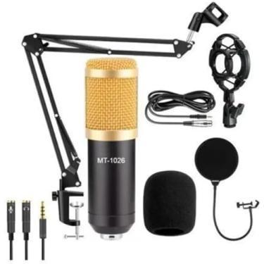 Imagem de Microfone Condensador Tomate MT-1026, Cardioide, Resposta de Frequência 20Hz-20kHz, XLR, Dourado