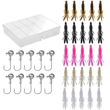 Imagem de Iscas de pesca macias - Isca de fundição em alto mar | Iscas e gancho de chumbo para robalo salmão truta peixe-gato Walleye Crappie de água doce lago rio córrego pântano pesca marítima