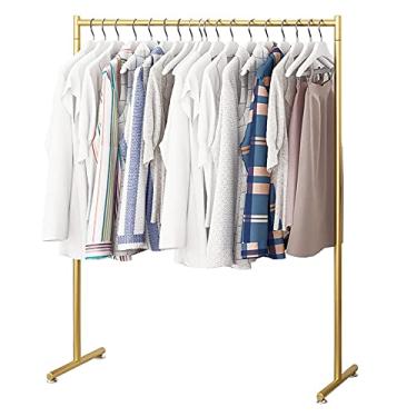 Imagem de LULUMAIC Trilho de roupas resistentes, suporte de roupas de polo único arte de ferro, escorredor de tubos industriais, ouro, 150 x 160 cm