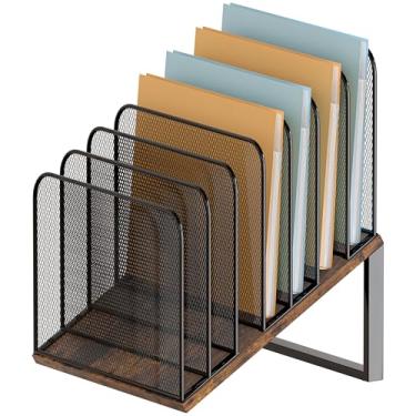 Imagem de Piskyet Organizador de arquivos vertical, suporte vertical de pasta de arquivos de 7 seções, organizador de Chromebook de papel de correio de metal para professores, escritório, sala de aula