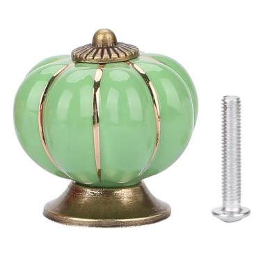 Imagem de Puxadores de abóbora de cerâmica estilo europeu puxador adorável durável gaveta de armário decoração de móveis para quarto de crianças gaveta de armário banheiro cerâmica liga de (Verde)