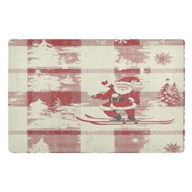 Imagem de SEHANY Tapete de porta de inverno Papai Noel Natal para todos os climas, impermeável, secagem rápida, bem-vindo, tapete de entrada antiderrapante, tapete decorativo de poliéster para entrada, varanda