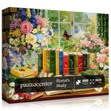 Imagem de Book Puzzles for Adults 1000 Pieces, Spring Flower Puzzles Features Bookshelf Butterfly, Wildflower Pages Jigsaw Puzzle Library,Cozy Floral Book Home Wall Decor