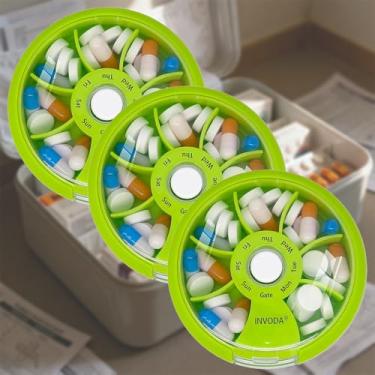 Imagem de 3 peças, organizador de comprimidos de viagem, semanal, caixa de comprimidos diária de 7 dias, estojo de comprimidos portátil para suplementos de óleo de peixe, organizador de vitaminas