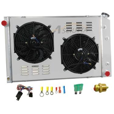 Imagem de Radiador de alumínio para 1973-1991 Chevy cheyenne Blazer K10/K20/K30 e GMC Jimmy C1500/2500/3500 Radiador 4 fileiras Core Radiadores Kits de Relé de Ventilador