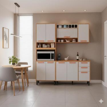 Imagem de Cozinha Compacta 190cm em MDP Nápoles Off White  Itatiaia