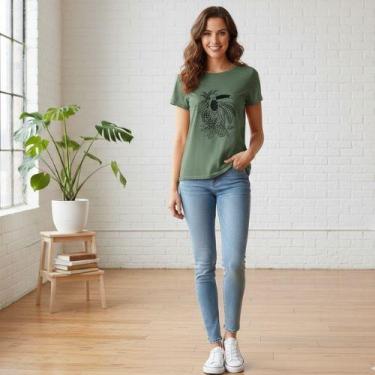Imagem de Camiseta Feminina Estampada Malwee, GG, Verde