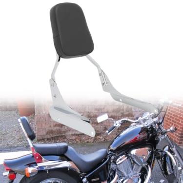Imagem de Motaux Almofada de encosto traseiro Passenger Sissy Bar para Honda Shadow VLX 600 VT600C VT600CD Deluxe 1998-2008, cromado