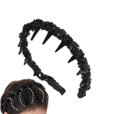 Imagem de Faixa de cabelo com contas – Faixa de cabelo moderna para viagens, argola de cabelo decorativa elegante para meninas, noivas, estudantes, mulheres, esposas, compras, sessões de fotos de família