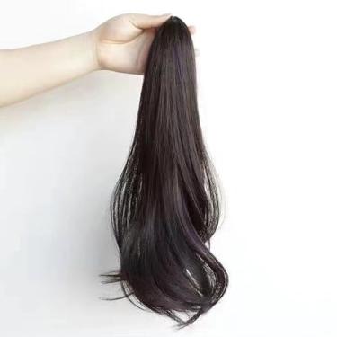 Imagem de Clip de rabo cavalo Peruca Extensão Cabelo Cacheado para Mulheres e Meninas Ondulado Natural Suave Comprimento Médio Sin