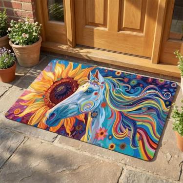 Imagem de MUKJHOI Tapetes de boas-vindas 81 x 50 cm para porta da frente ao ar livre (11) capacho de borracha antiderrapante para casa, interior, fazenda, tapetes engraçados de cozinha, varanda e pátio