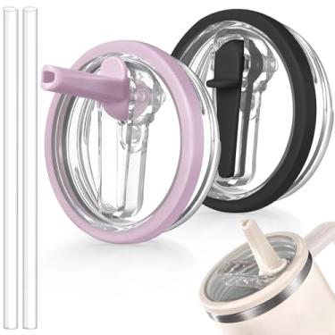 Imagem de ANTAND Tampa flip de canudo à prova de vazamento de 1,134 g para Stanley H2.0 Quencher Protour Tumbler, pacote com 2 tampas à prova de derramamento tampa de canudo de substituição para acessórios