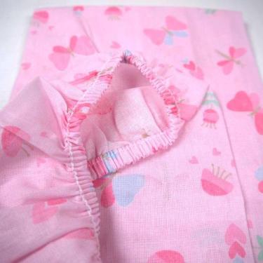 Imagem de Lençol com Elástico para Berço Rosa Bublim - BUBLIM INCOMFRAL, Borbole