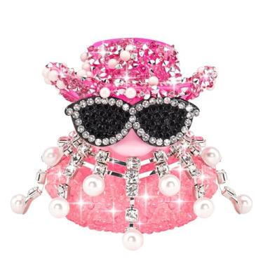 Imagem de wonuu Diamond Rubber Duck Car Dashboard Decorations Car Ornaments for Cool Car Accessories Pearl Necklaces, Long-Rose