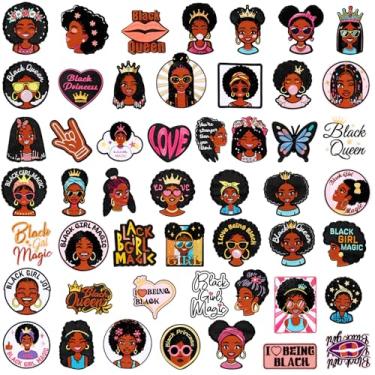 Imagem de Wavwavw Conjunto de 50 peças de apliques bordados para meninas negras para meninas afro, remendos costurados para roupas, chapéus, jeans, jaquetas, mochilas, vestido, artesanato, presente a granel